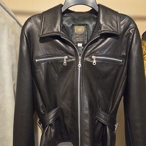 Laurence Roy Black Leather Zip Front Jacket